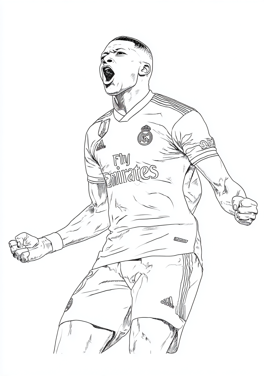 Coloriage Mbappé Real Madrid célébration