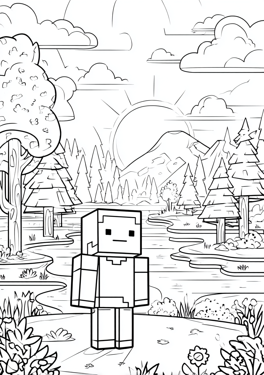 Coloriage personnage Minecraft nature